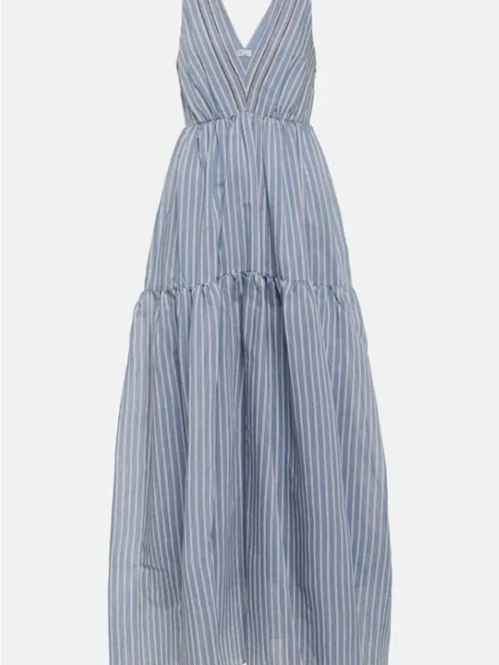 $3895 BRUNELLO CUCINELLI STRIPED COTTON/SILK MAXI DRESS WITH MONILI DETAIL S - Picture 4 of 9